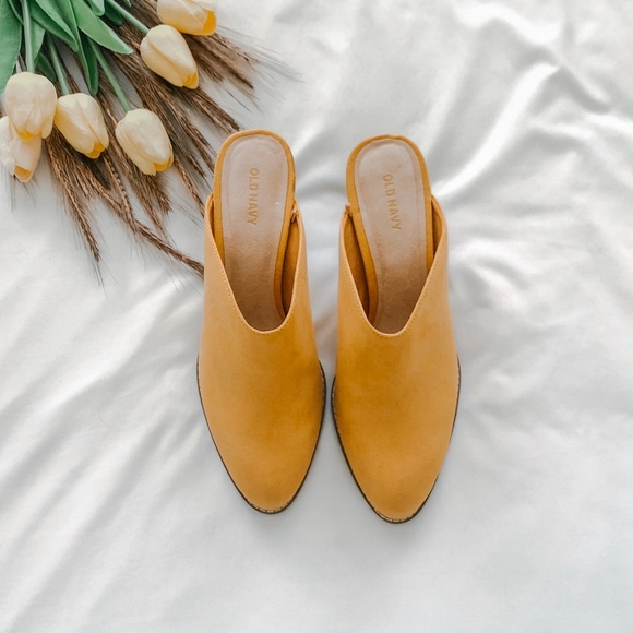 Old Navy Shoes - Faux-Suede Mule Booties in Mustard